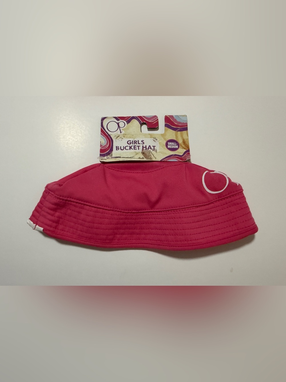 OP Girls' Bucket Sun Hat - Hot Pink with White Logo, Size S/M